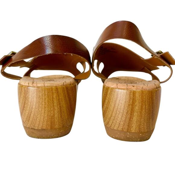 Korks Fallon Brown Faux Leather Wedge Heel Platform Slingback Sandals Size 8 - Picture 9 of 9
